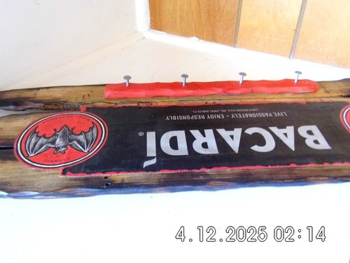 Handmade Wooden Bacardi & Bat 2014 Label Sign Keyholder 2025 - Picture 9 of 13