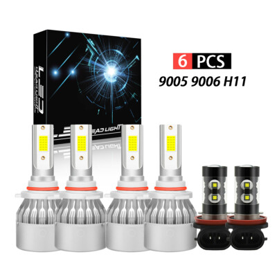 For Mitsubishi Lancer 2008-2017 Combo 6x Upgrade LED Headlight +Fog Light Bulbs