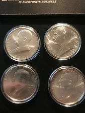 4 Presidential Chronicles 1 Oz. Silver Medals Truman,Kennedy,Ike,Johnson clean