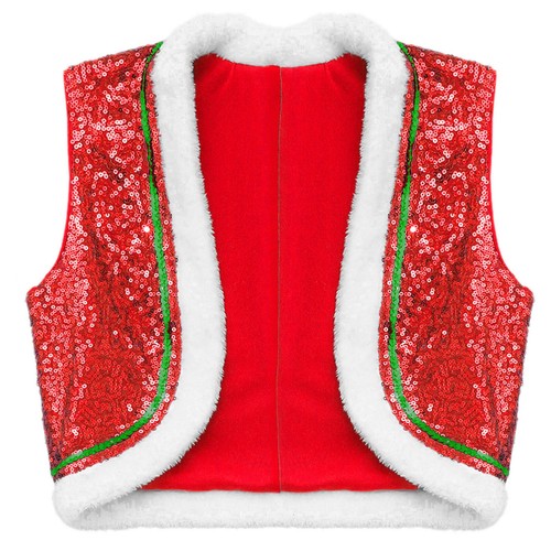 Kids Xmas Santa Elf Vest Open Front Waistcoat Costume Dance Christmas Party - Picture 17 of 69