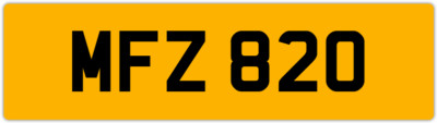 MFZ 820 M 3x3 DATELESS PRIVATE NUMBER PLATE MAT MATT MARK MICK MIK MIC MEL MAX