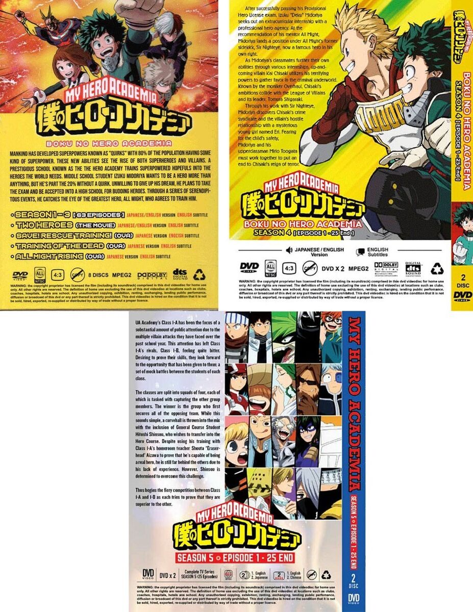 My Hero Academia (Season 1-5: VOL.1 - 113 End + 3 Movie)~ English Dubbed  Version