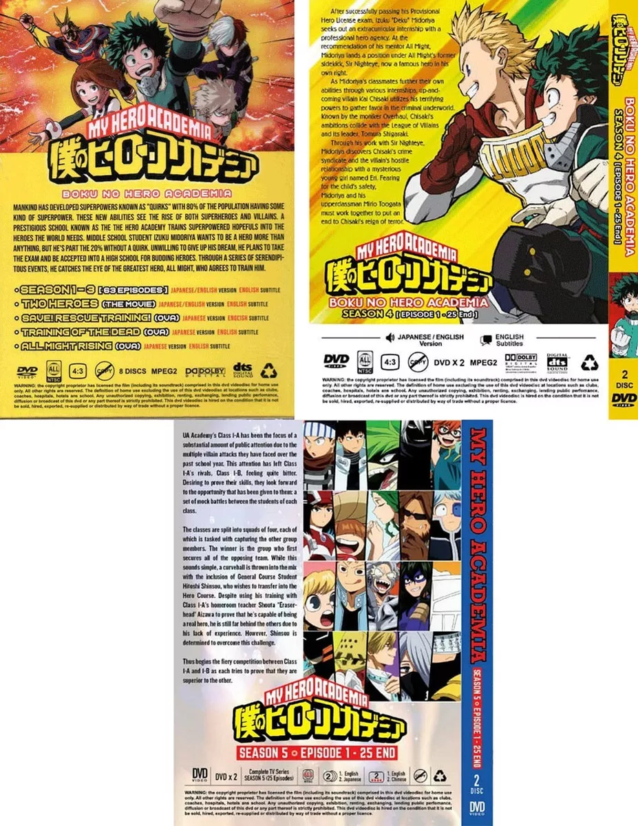 Anime DVD Boku No Hero Academia Season 1-5 *English Dub* Ep.1-113 End + 3  Movies