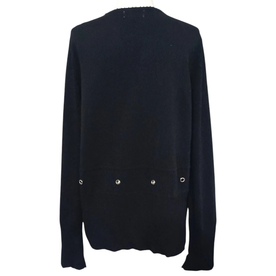 Cárdigan suéter tejido acanalado Carducci XL negro manga larga escote con cuentas ojales Foto 4 de 4