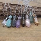 Double Pointed Perfume Bottle Pendant Vial Labradorite Pendants DIY Necklace 1Pc