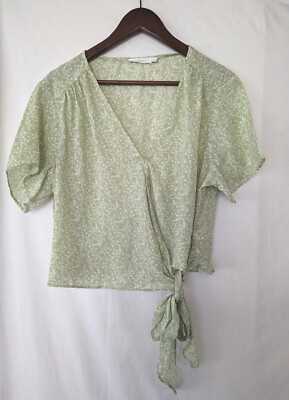 LUSH Women's V Neck  Overlapping  Leaves Green Tank Top  Size XL
