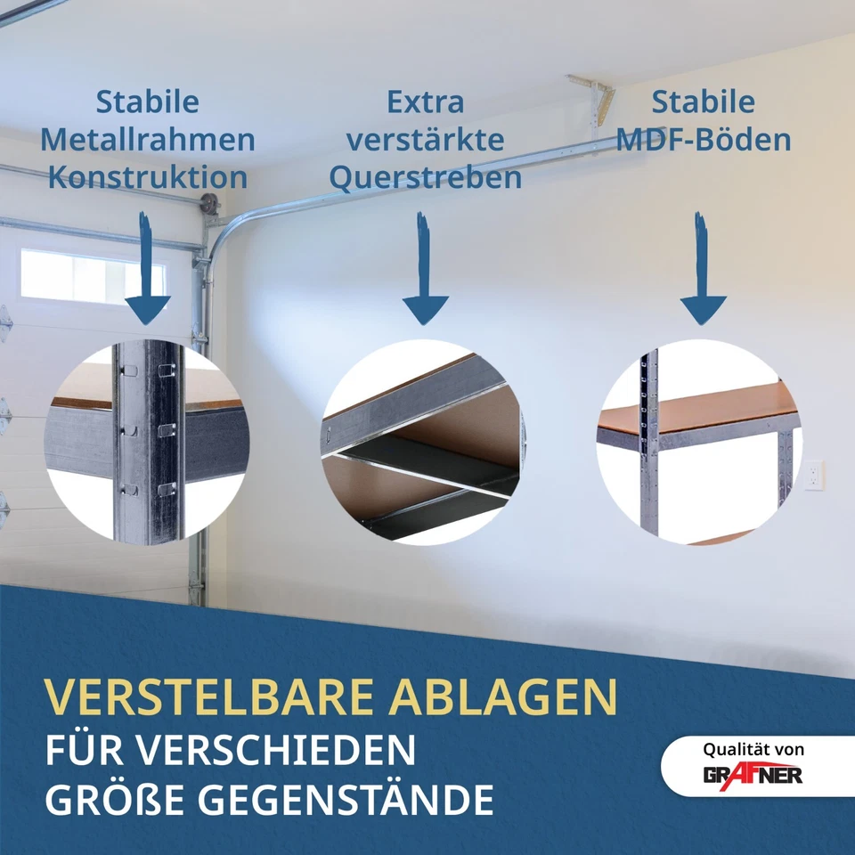 Grafner Schwerlastregal 160x80x40cm 2er Set Lagerregal Kellerregal Regal - Bild 3 von 4