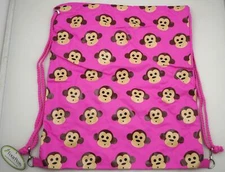 Four Peas Monkey Design Pink Drawstring Bag Girl's Bag New with Tags