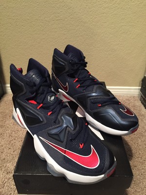 lebron james red white and blue shoes