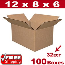 100- 12x8x6 Cardboard Boxes Mailing Packing Shipping Box 32ECT Corrugated Carton