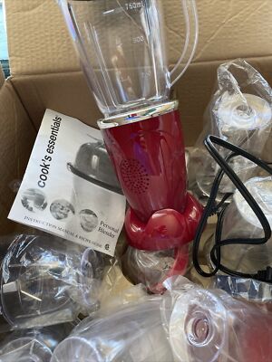 Cooks Essentials Red Personal Blender Chopper 24 Piece Grate, Blend, Puree, Whip