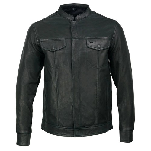 Milwaukee Leather 1604 Men's Black Stand-Up Collar Biker Goat Skin Leather Shirt - Picture 10 of 13