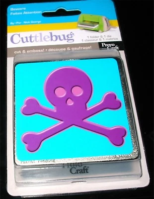 Halloween Skull & Crossbones Beware Cuttlebug Die & Embossing Folder 37-1821 NEW - Image 1 of 3