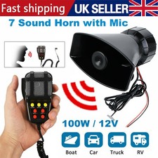100W 12V 7 Tone Sound Car Auto Police Siren Horn Megaphone With Mic PA Speaker