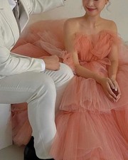 Tulle Wedding Dresses Sleeveless Pleat A-Line Formal Bridal Gown Floor Length