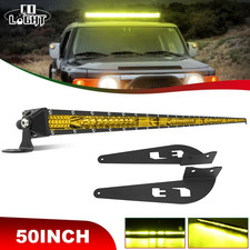 50 Inch Yellow Slim Led Work Light Bar Single Row Offroad Driving Lamp Bracket