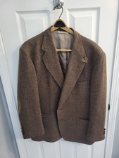 Stafford Mens Sport Coat Blazer 46R Brown Lambs Wool Elbow Patches 2 Button USA