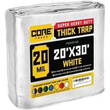 20 ft. x 30 ft. White 20 Mil Heavy Duty Polyethylene Tarp, Waterproof, UV Resist