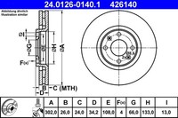 2X ATE Bremsscheibe 24.0126-0140.1 FüR 307 Peugeot C4 CC SW Picasso 3008 207 3E