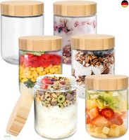 Mozvvco 6 Meal Prep GläSer - 500Ml Overnight Oats GläSer Mit Deckel, E