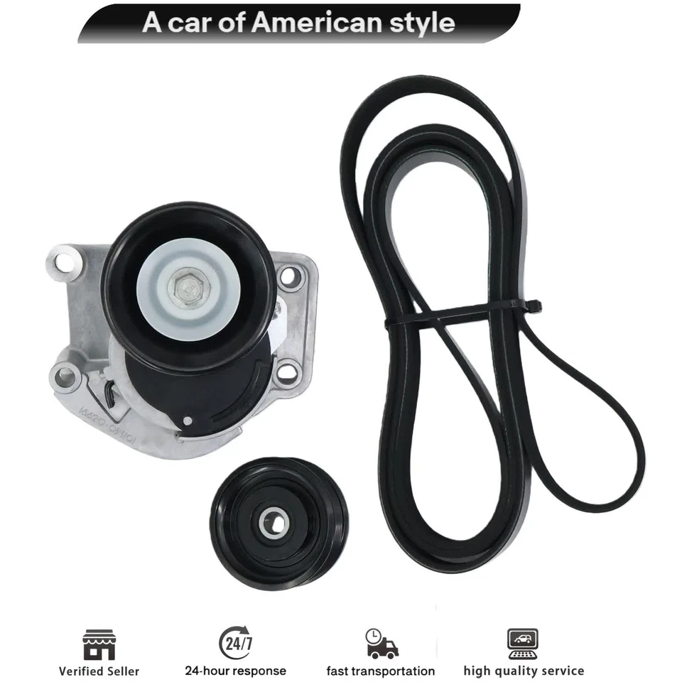 Serpentine Drive Belt Tensioner Kit Fit for Toyota Tundra 2000-2006 V8 4.7L GAS Foto 3 de 4