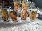 Vintage Set of 8 Drinking Glasses 1970s Nude Naughty Striptease Highball 5" Rare
