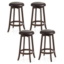29" Counter Height Stools Set of 4 with 360° Swivel Round Seat & Footrest