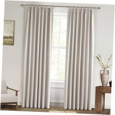 Linen Pinch Pleated Blackout Curtains  Drapes 40"W x 96"L Pack of 2 Natural