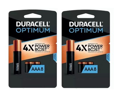 New- Duracell Optimum AAA 8-Pack Batteries Resealable X2 (16 total)