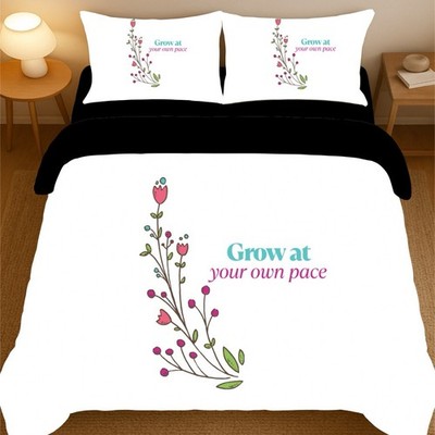Quotes Design Black 3 Piece Duvet Set