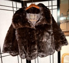 Vtg Fur Cape Coat Dark Brown With Pockets Made In USA