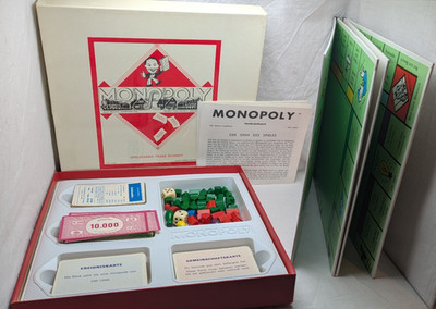 Monopoly - DM Version - Franz Schmidt - Wooden Houses + Hotel - Very Good Retro