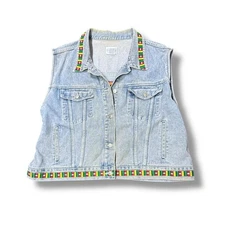 Carolina Blues Vintage Decorative Trim Denim Vest