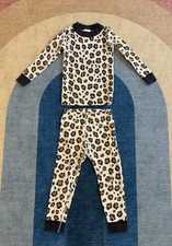 Hanna Andersson Kids Long John Pajama Set - size 3T - Leopard animal print