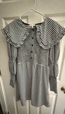 Ghospell Black and White gingham Smocked Fall Dress  size small