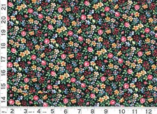 Red Roses w/ Blue White Flowers on Black Quilting Sewing Fabric by Yard 557