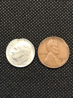 TWO MINT ERROR COINS CLIP 1964 D DIME - 1957 D PENNY