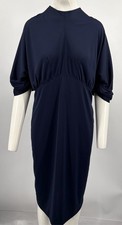Prada 2018 Navy Dolman-Sleeve A-Line Midi Dress sz 48