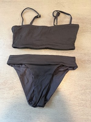 NEW black ribbed  L SPACE two piece swimsuit bikini top size XS