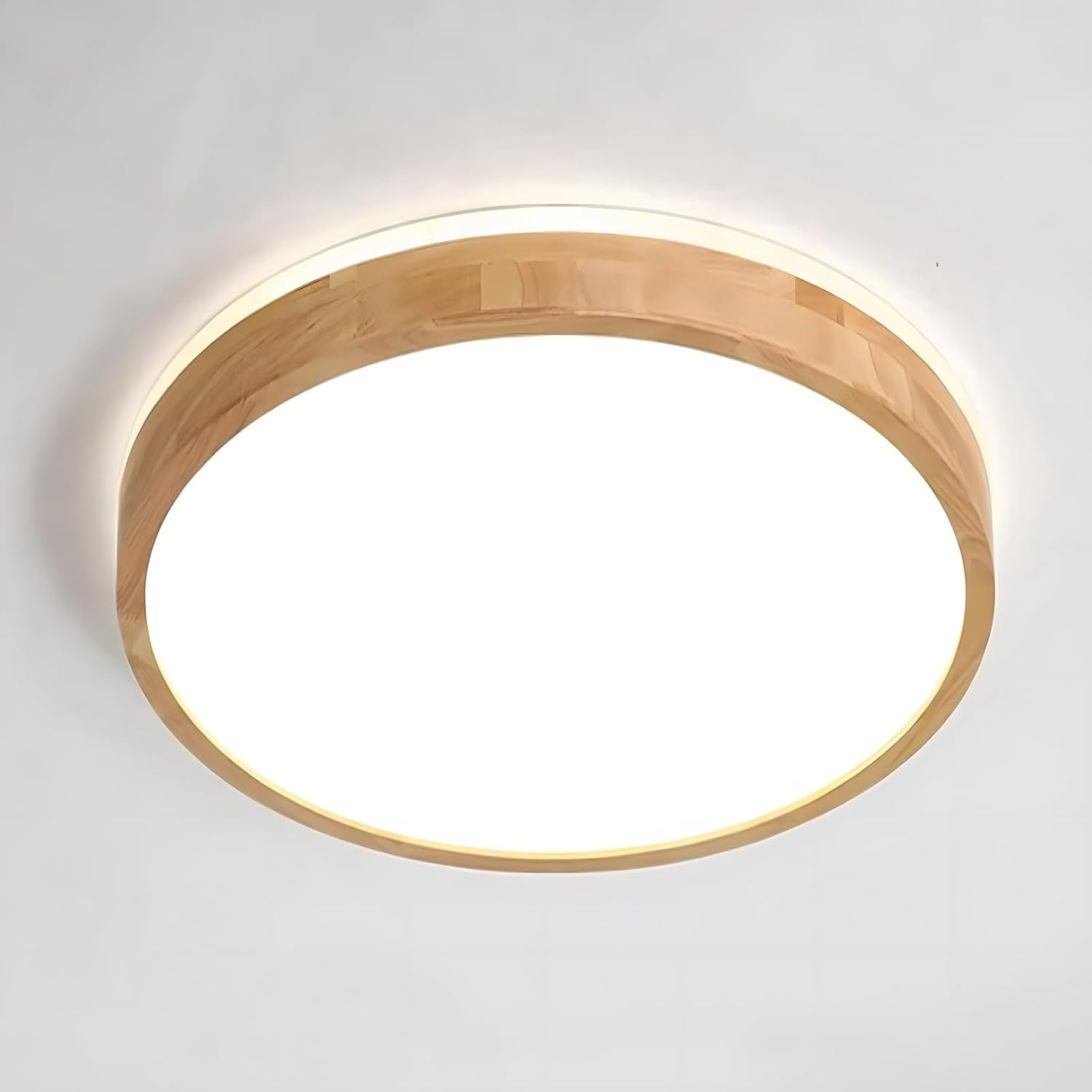 Lampada LED Soffitto Legno 18W: Plafoniera Rotonda Luce Indiretta