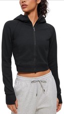 CRZ YOGA Womens Fleece Zip Up Cropped Hoodie Workout Jacket Athletic Medium