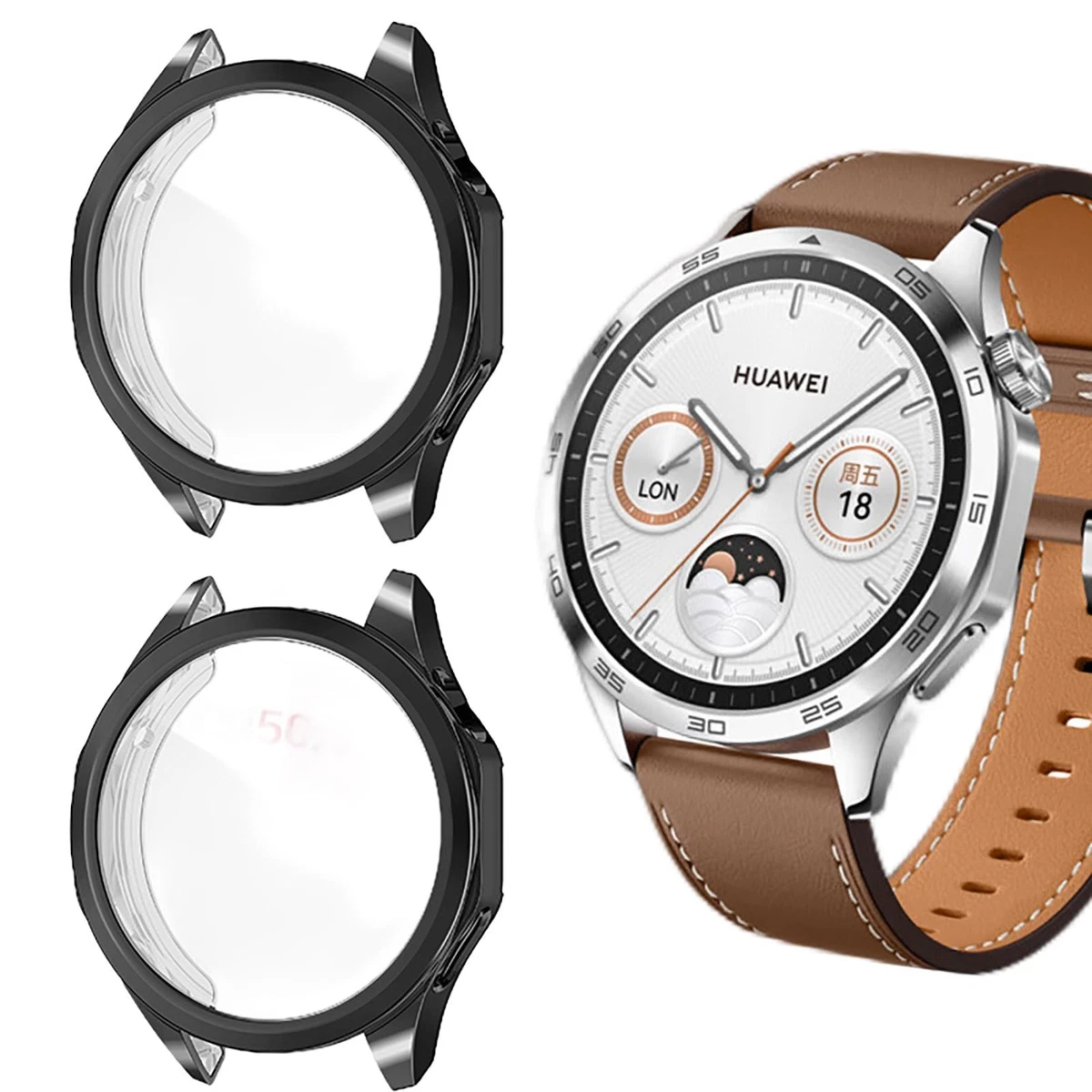 Huawei Watch GT 4 46mm Hard Case + Glass Protector 2-Pack – Black