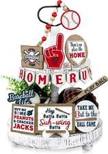 Baseball Decor Tiered Tray Set Rustic Sport Wooden [multiple] 