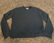 Athleta Solid Knit Pullover Sweatshirt Crew Neck Long Sleeve Green S