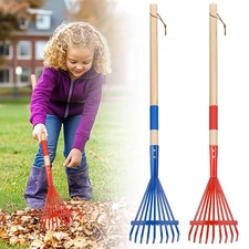 Kids Friendly Rakes for Leaves - 28" Child Size Small Rake with Durable Metal