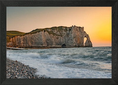 Etretat Cliff Sunset Framed Wall Art Poster Canvas Print Picture