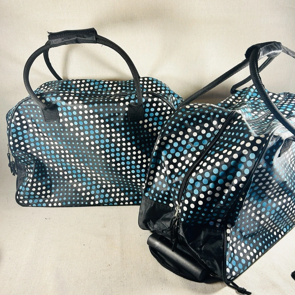 Juego de 2 bolsas de lona enrollables con estampado de lunares, asas telescópicas, lengüeta con ruedas. Foto 2 de 4