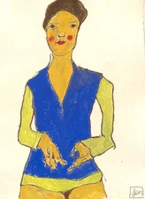 Ben Carrivick - 20th Century Watercolour, Blue Smock