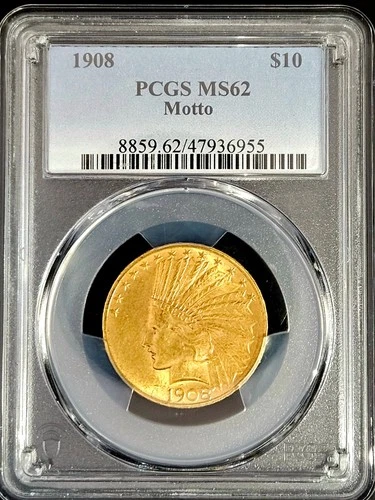 PCGS MS62 1908 Motto Indian $10 Gold Eagle 0.4838 Oz Gold US Coin 47936955