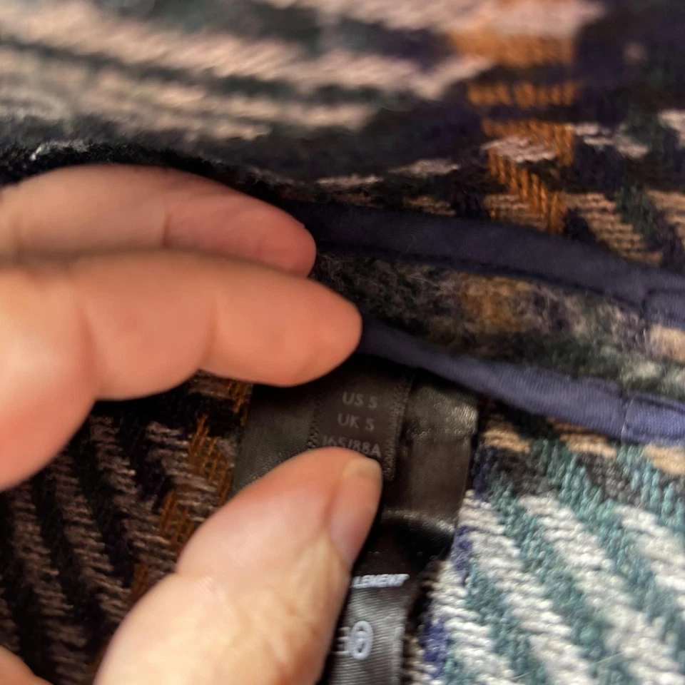 If By Sea Anthro 外套女式小号蓝色格子长衬衫夹克口袋传统 — 第 4/4 张图片